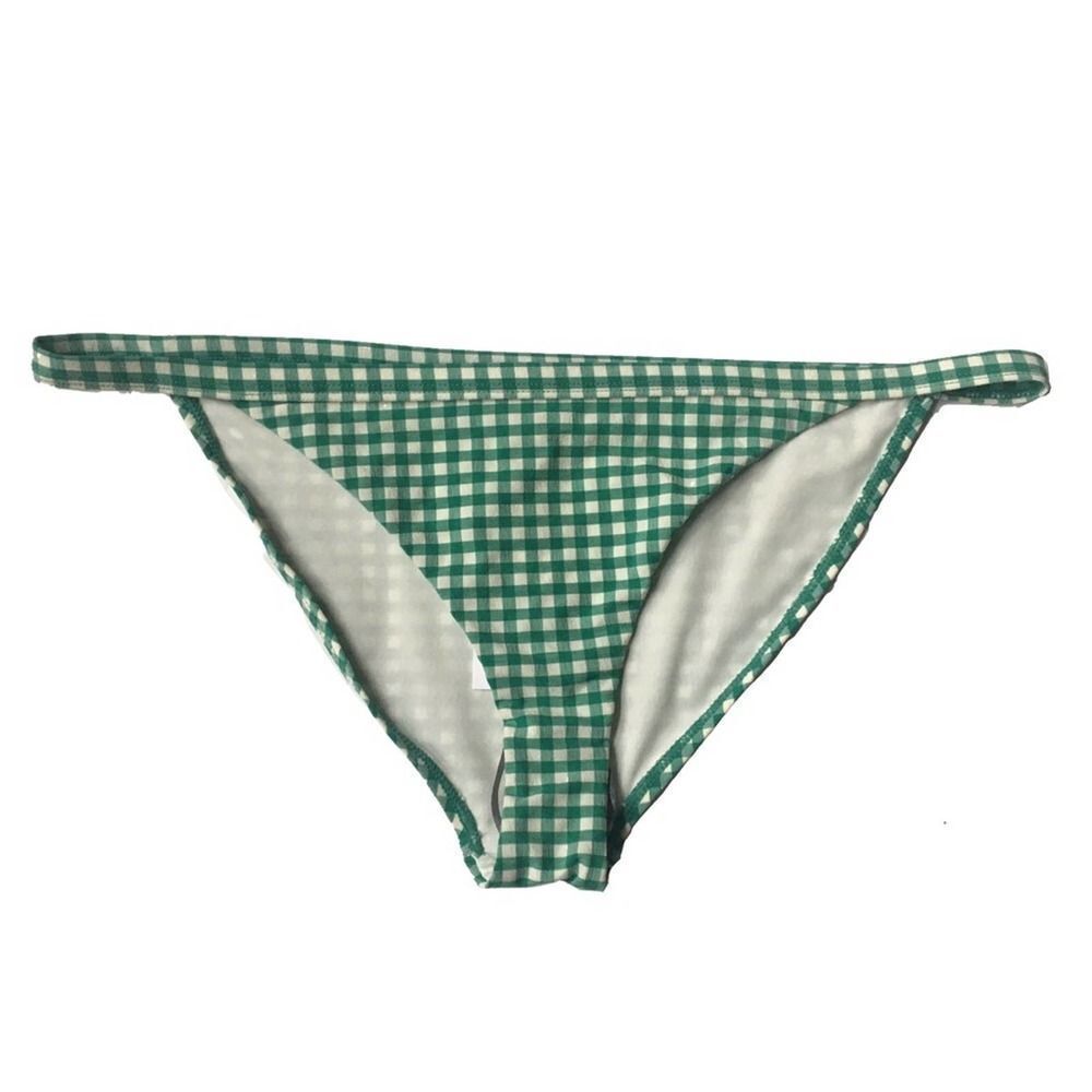 Topshop Gingham Bikini Bottoms Green White Size 8 NWT Checkered Swim Bottoms